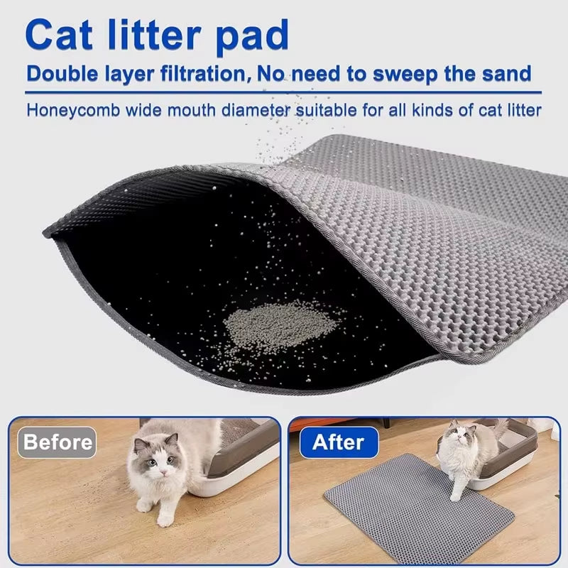 Large Size Cat Litter Mat Waterproof Double Layer Cat Litter Trapping Pet Litter Box Mat Clean Pad Products for Cats Accessories