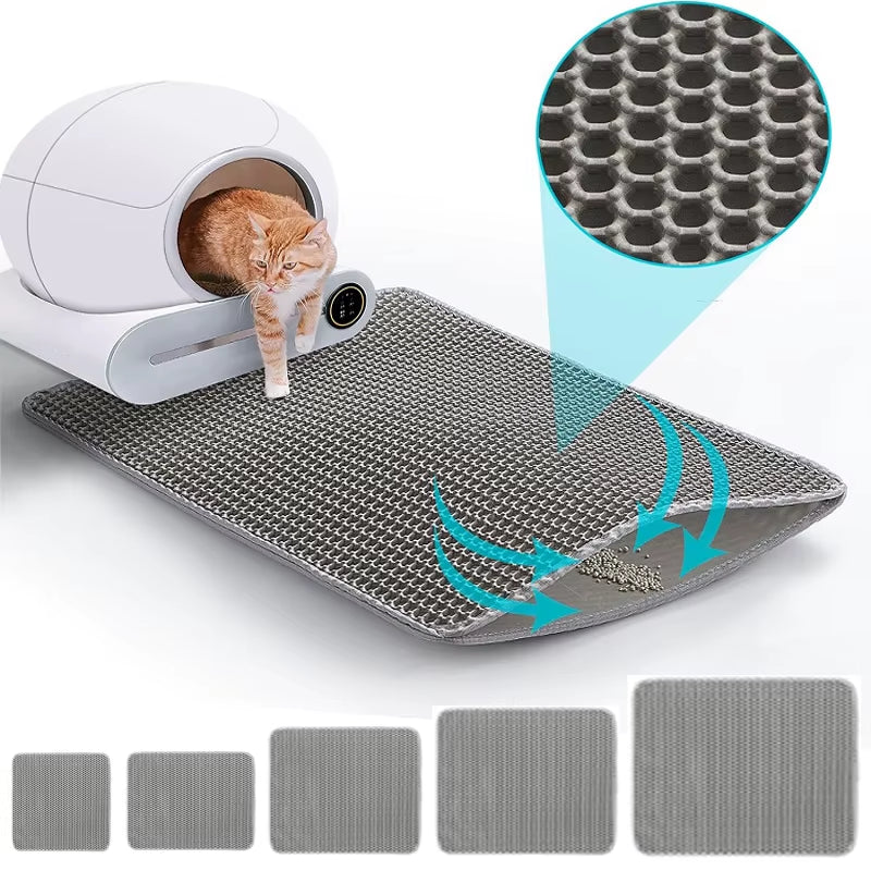 Large Waterproof Cat Litter Mat - Double Layer Non-Slip Litter Trapping Pad for a Clean Home