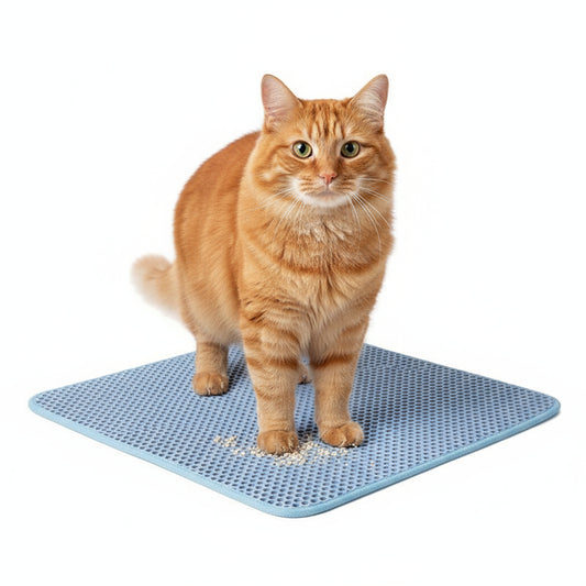 Large Waterproof Cat Litter Mat - Double Layer Non-Slip Litter Trapping Pad for a Clean Home