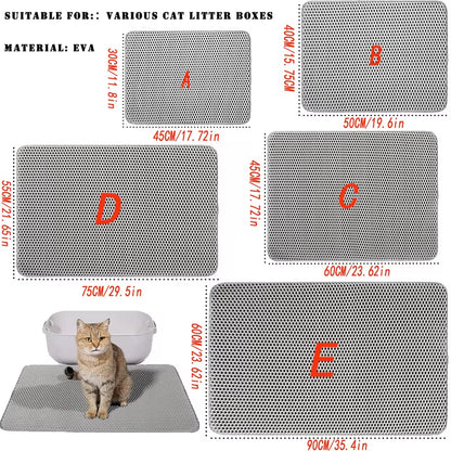 Large Waterproof Cat Litter Mat - Double Layer Non-Slip Litter Trapping Pad for a Clean Home