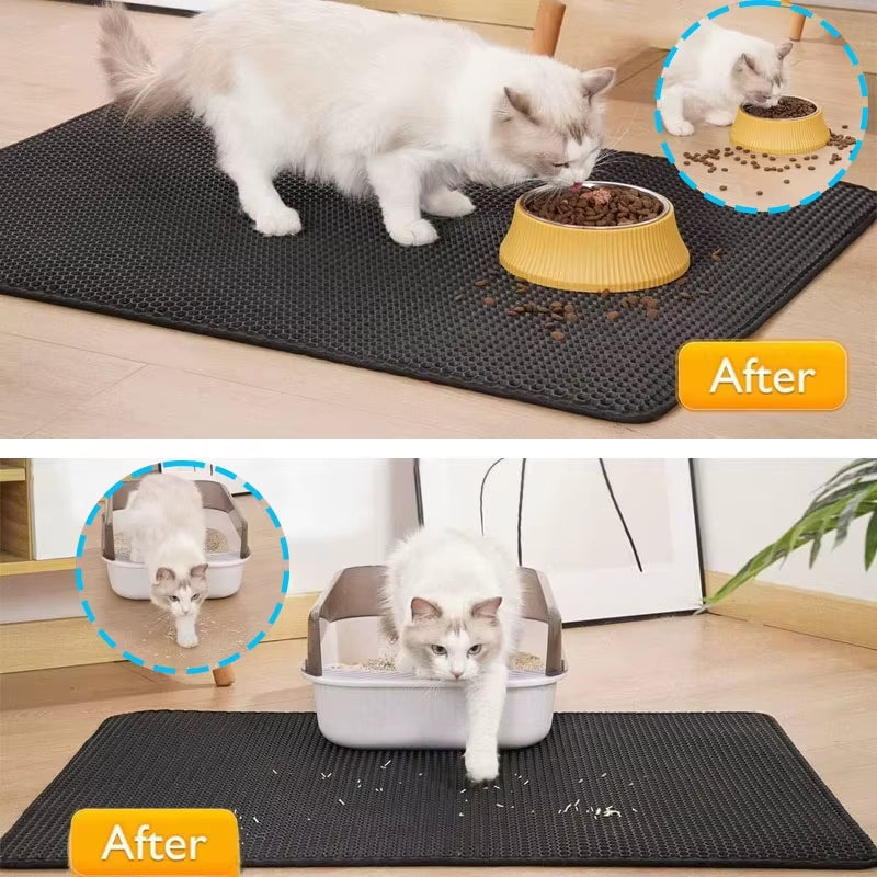 Large Size Cat Litter Mat Waterproof Double Layer Cat Litter Trapping Pet Litter Box Mat Clean Pad Products for Cats Accessories