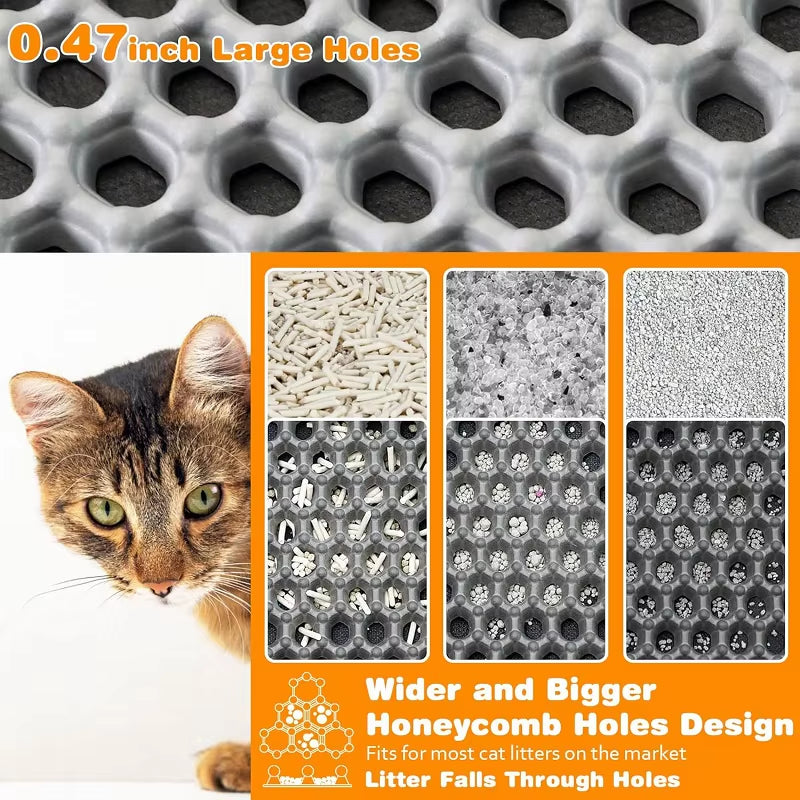 Large Waterproof Cat Litter Mat - Double Layer Non-Slip Litter Trapping Pad for a Clean Home