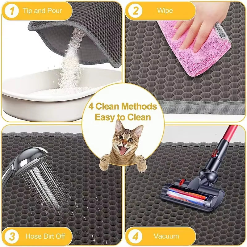 Large Size Cat Litter Mat Waterproof Double Layer Cat Litter Trapping Pet Litter Box Mat Clean Pad Products for Cats Accessories